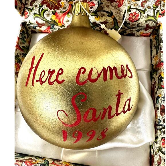 Dillard's 1998 "Sleigh Santa" Hand Painted Signed Christmas Ornament-NEW! - Picture 3 of 5